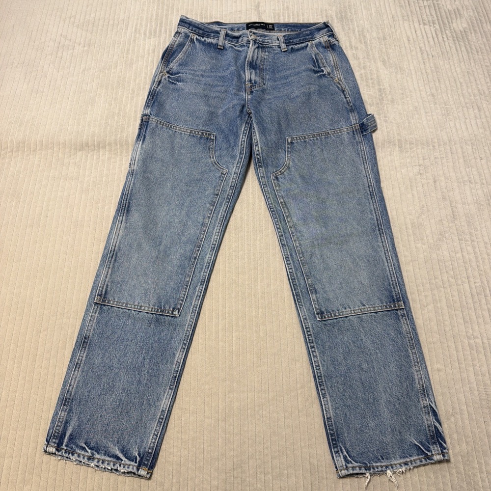 Abercrombie & Fitch Men's Double Knee Carpenter Jeans Med Wash Men's 30x31